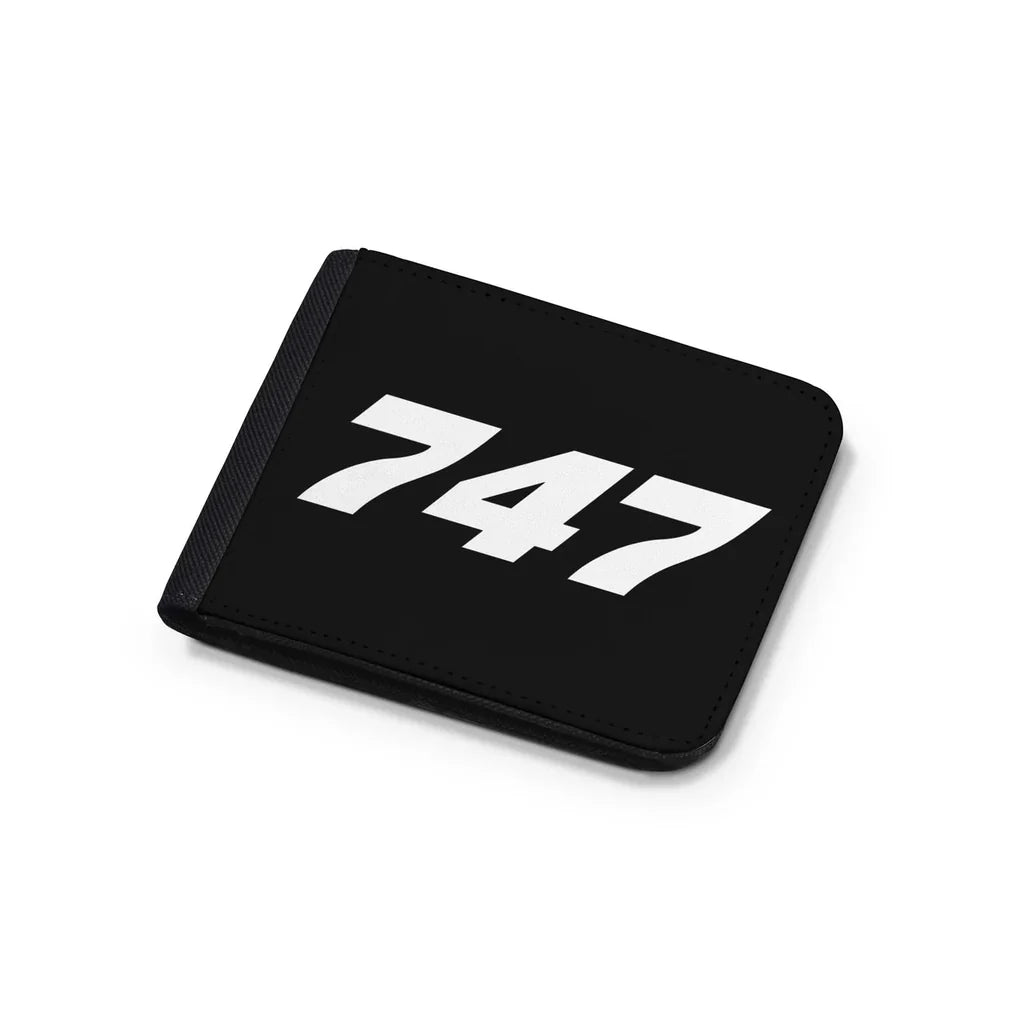 Boeing 747 Flat Text aviation wallet in leather.