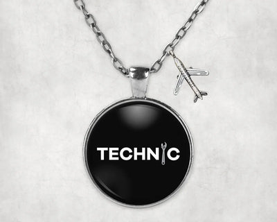 Technic aviation necklace, stainless steel body with engraved detail.