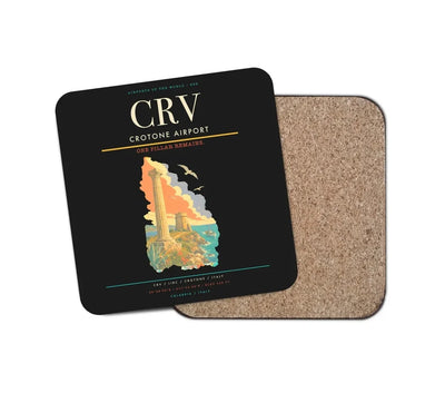 Crotone Airport (CRV) design on black 1 piece coaster