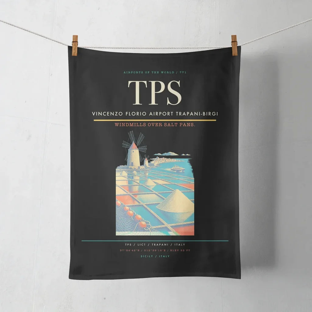 Vincenzo Florio Airport Trapani-Birgi (TPS) design on black towel