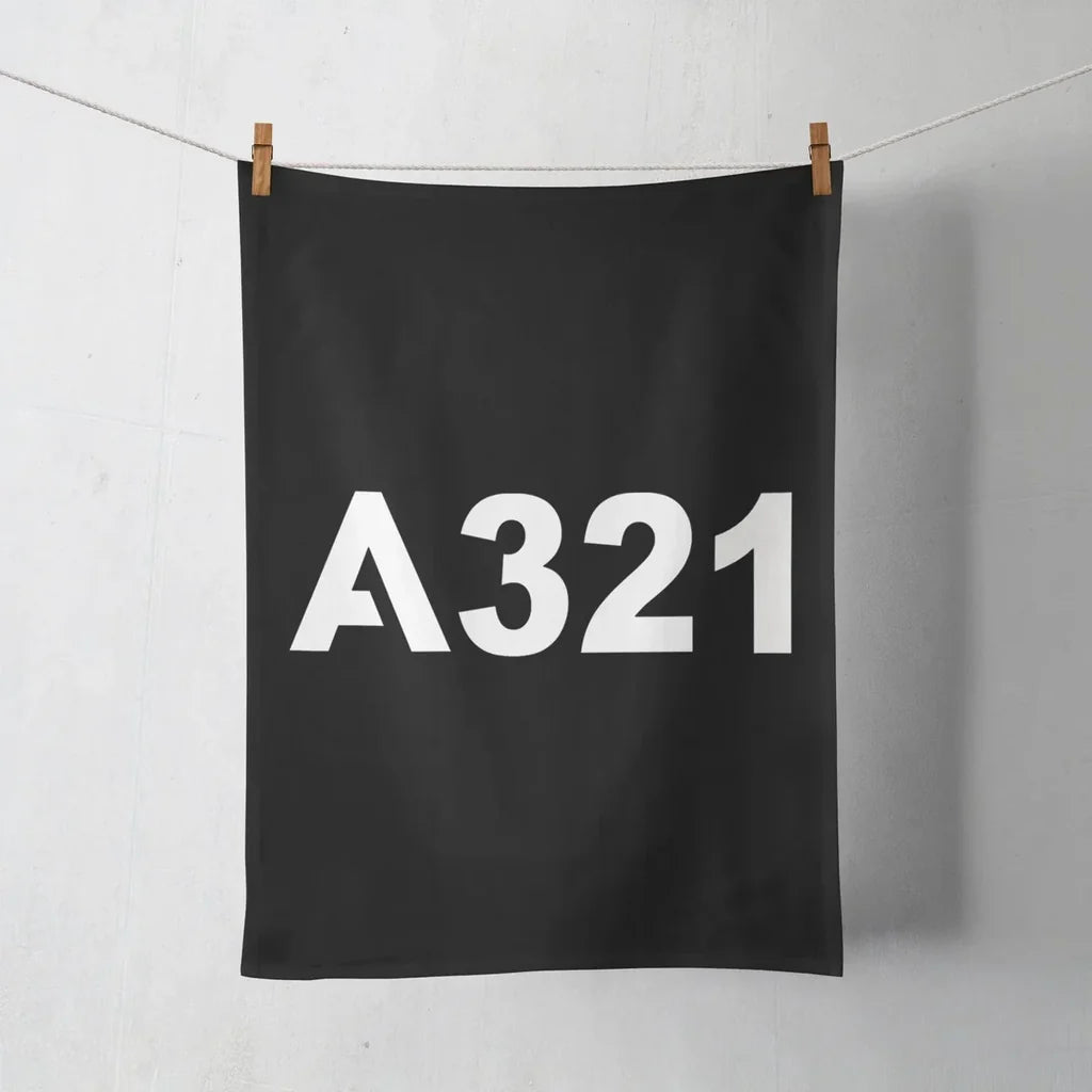 Airbus A321 Flat Text aviation design on soft absorbent cotton towel.