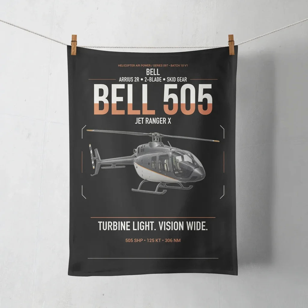 Bell 505 Jet Ranger X design on black towel