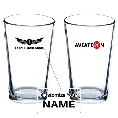 Aviation Beer & aviation design on beer water glass, versatile drinkware.