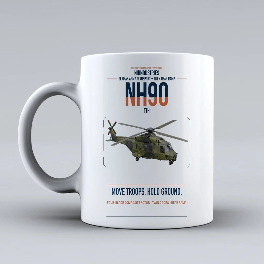 NHIndustries NH90 TTH design on white ceramic mug, double-side print