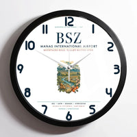 Thumbnail for Manas International Airport Bishkek (BSZ) design on white framed wall clock