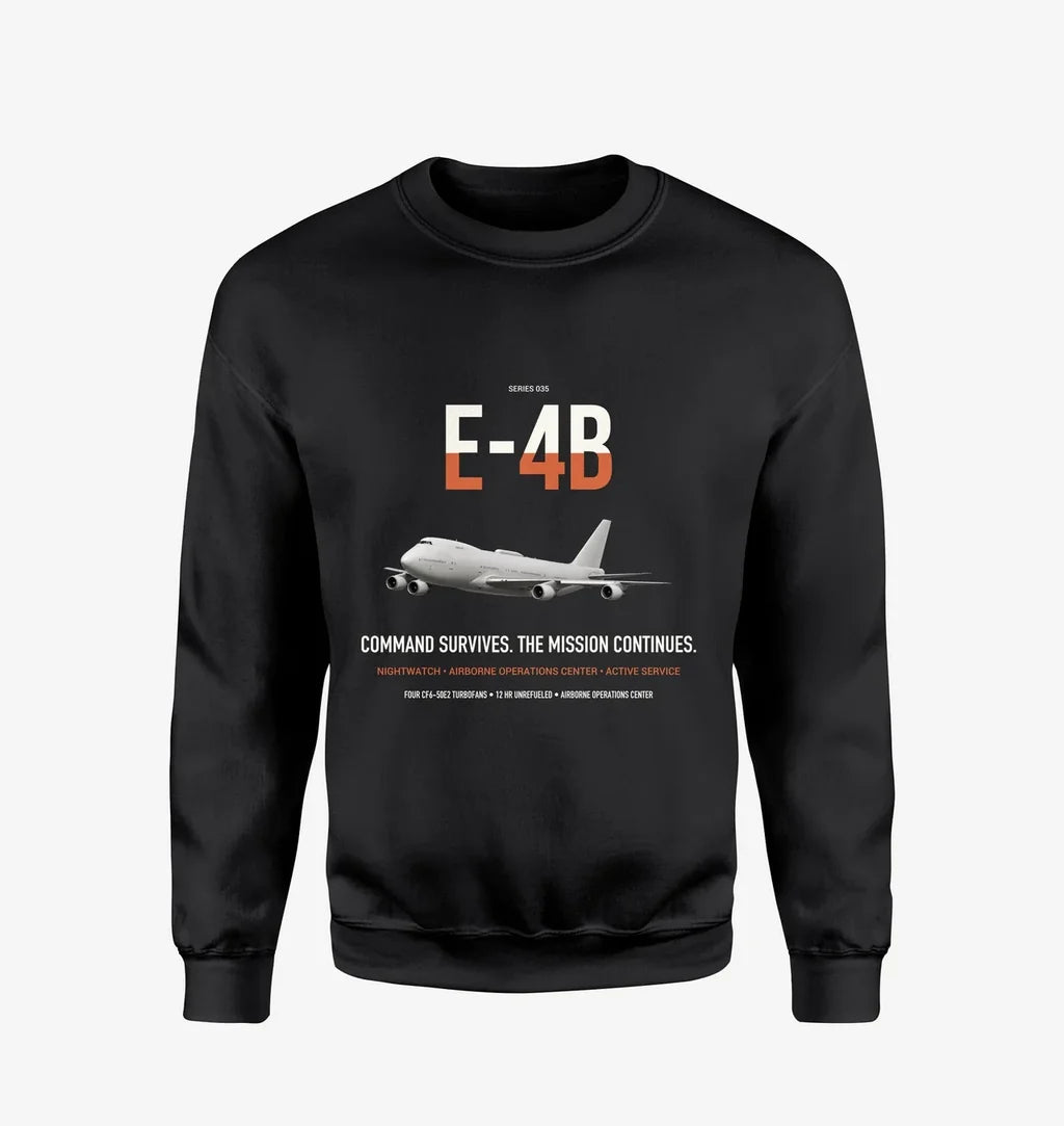 E-4B Nightwatch design on black sweatshirt