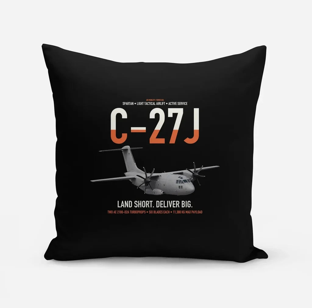 C-27J Spartan design on black pillow
