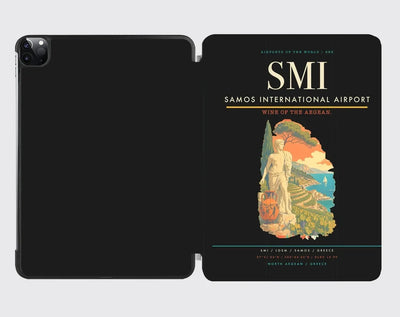 Samos International Airport (SMI) design on black ipad tablet case