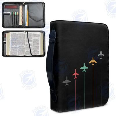 Black & White Super Travel Icons Black aviation PU accessories bag in PU faux leather.
