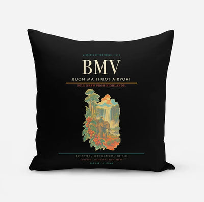 Buon Ma Thuot Airport (BMV) design on black pillow