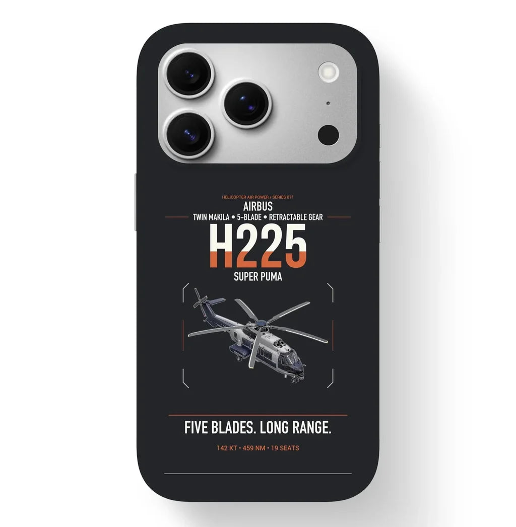 Airbus H225 design on black magsafe iphone case, for iPhone 17 Pro