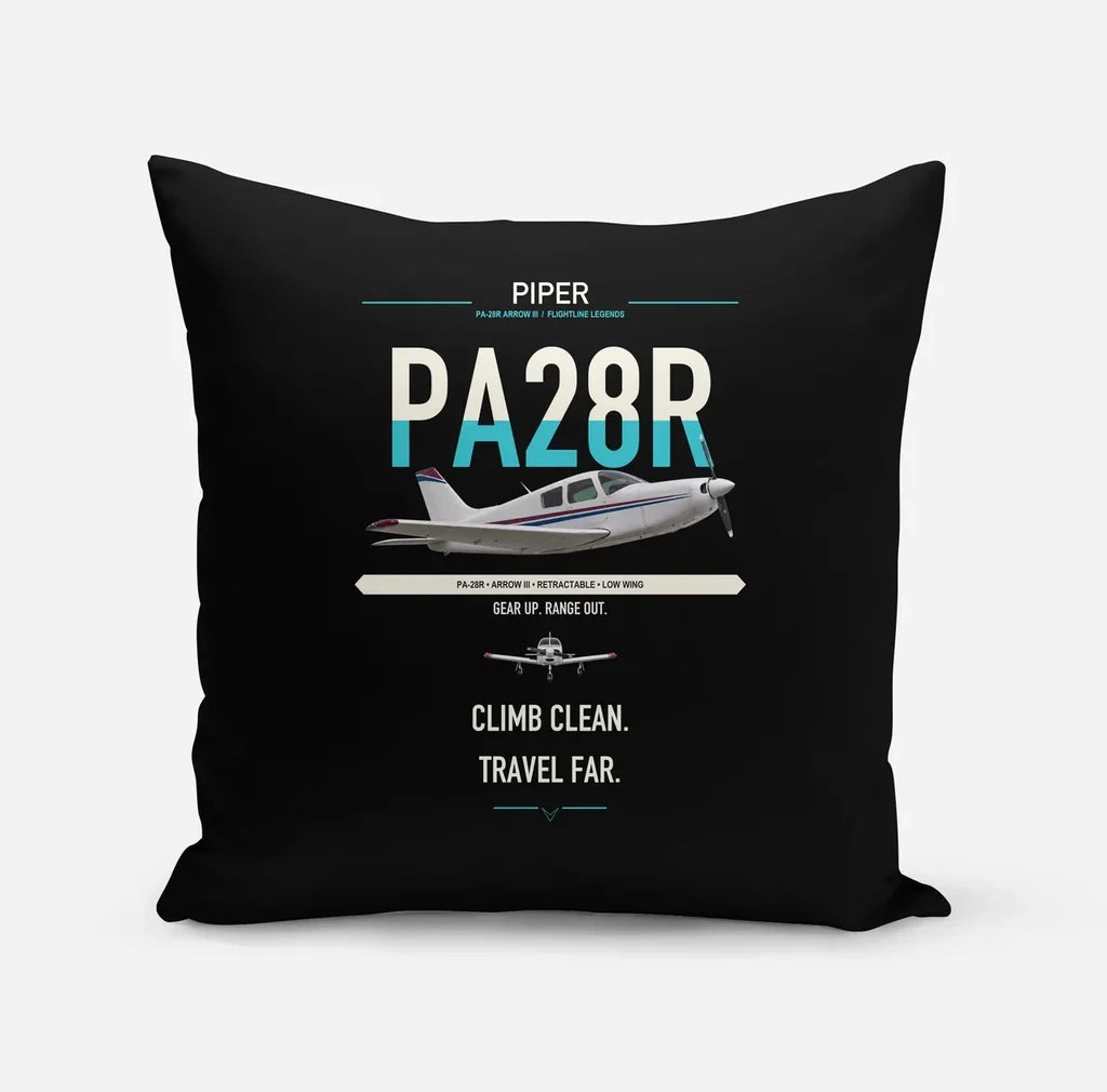 Piper PA-28R Arrow III design on black pillow