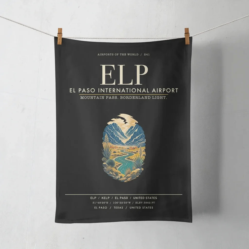 El Paso International Airport (ELP) design on black towel