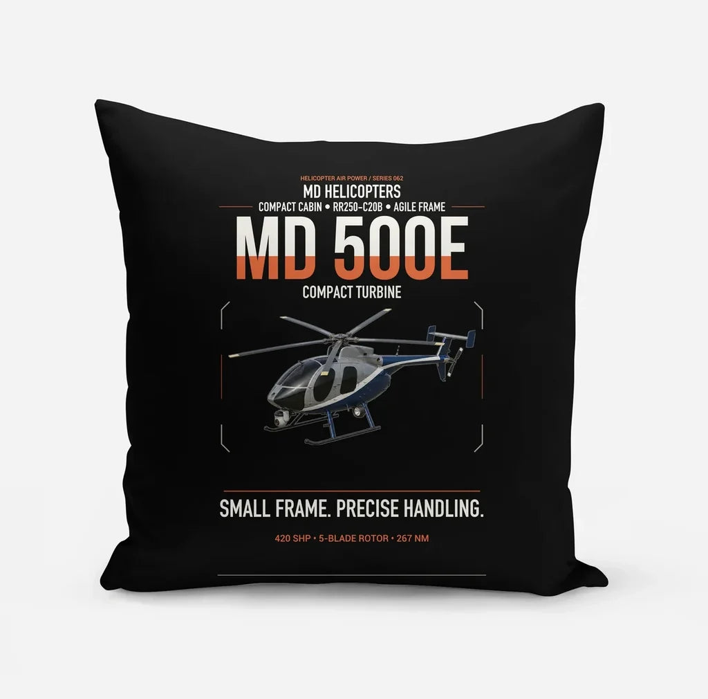 MD Helicopters MD 500E design on black pillow