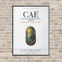 Thumbnail for Columbia Metropolitan Airport CAE vertical canvas print - framed - white background