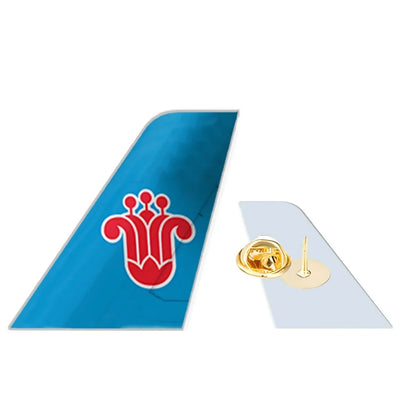 China Southern Airlines aviation design tail-shape badge pin in polished alloy.