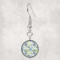 Thumbnail for Side view of Motivational Travel Badges aviation earrings in hypoallergenic alloy, polished finish.