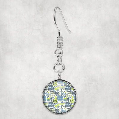 Side view of Motivational Travel Badges aviation earrings in hypoallergenic alloy, polished finish.