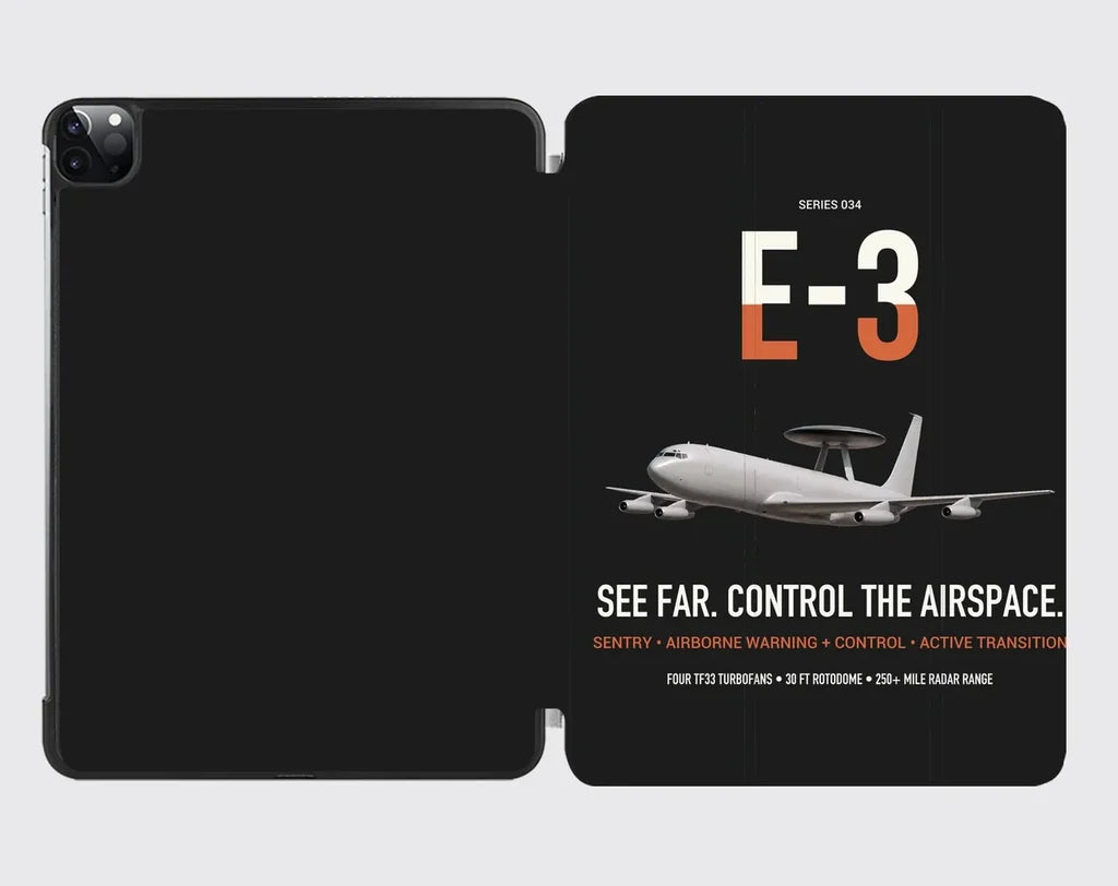 E-3 Sentry AWACS design on black ipad tablet case