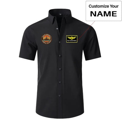 Retro Apache AH-64 Short Sleeve aviation design printed on soft cotton 2D-printed shirt.