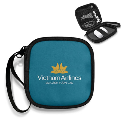 Vietnam Airlines Portable aviation design portable headphone bag, padded polyester construction.