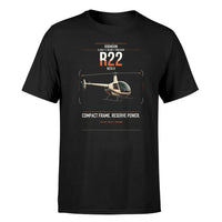 Thumbnail for Robinson R22 Beta II design on black t-shirt, single-side print