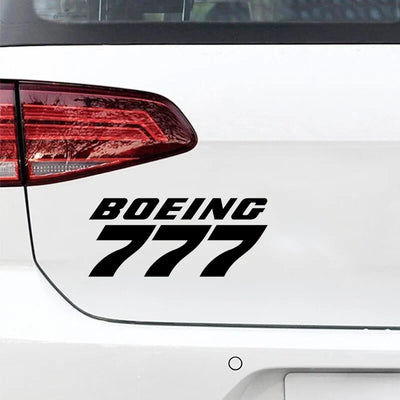 Boeing 777 & Text Car aviation design car sticker in weather-resistant vinyl.