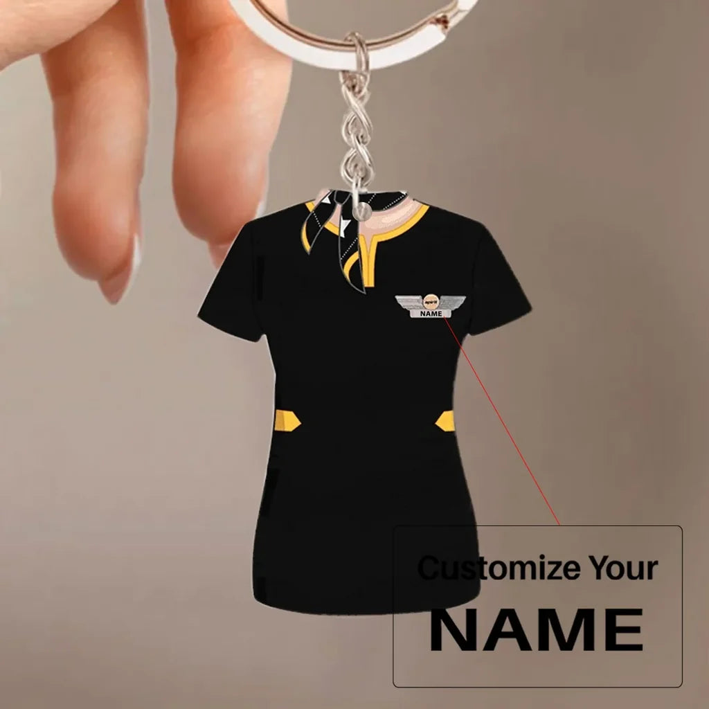 Spirit Airlines Uniform Acrylic Keychain aviation acrylic key chain in durable acrylic.