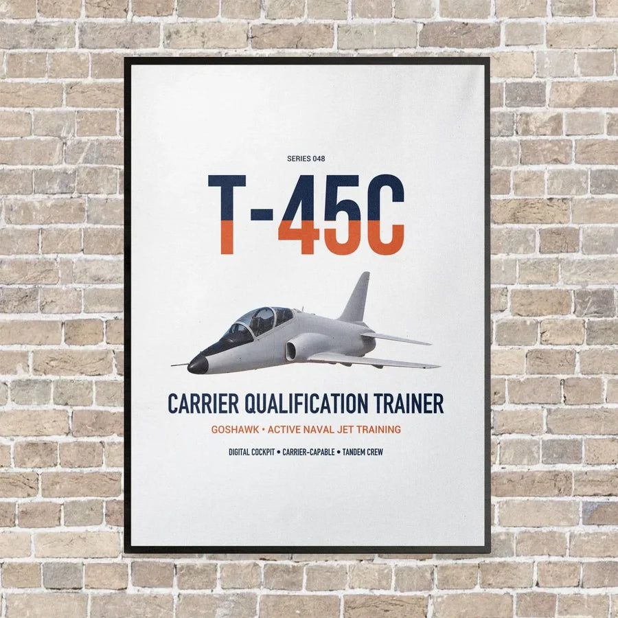 T-45C Goshawk vertical canvas print - framed - white background