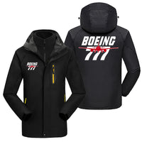 Thumbnail for Amazing Boeing 777 aviation design printed on heavyweight insulated shell with snow cuffs thick ski jacket.