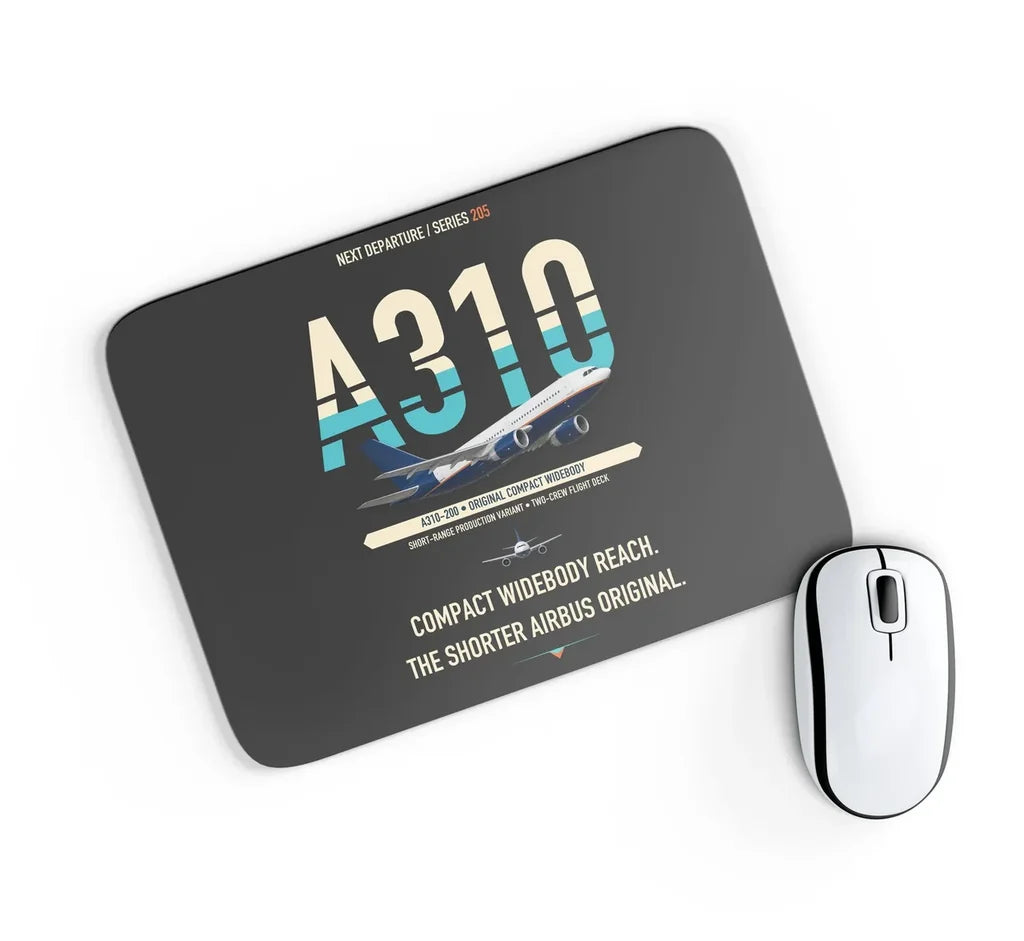 Airbus A310-200 design on black rectangle mouse pad