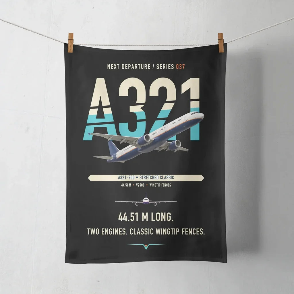 Airbus A321 design on black towel