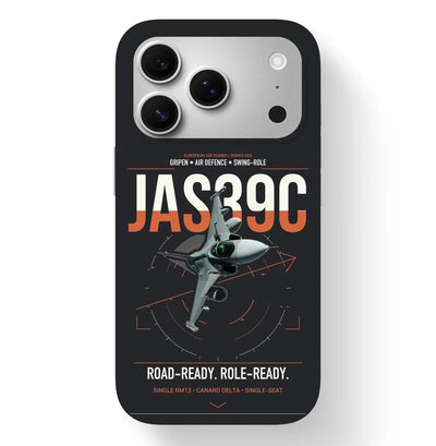 Saab JAS 39C Gripen design on black magsafe iphone case, for iPhone 17 Pro