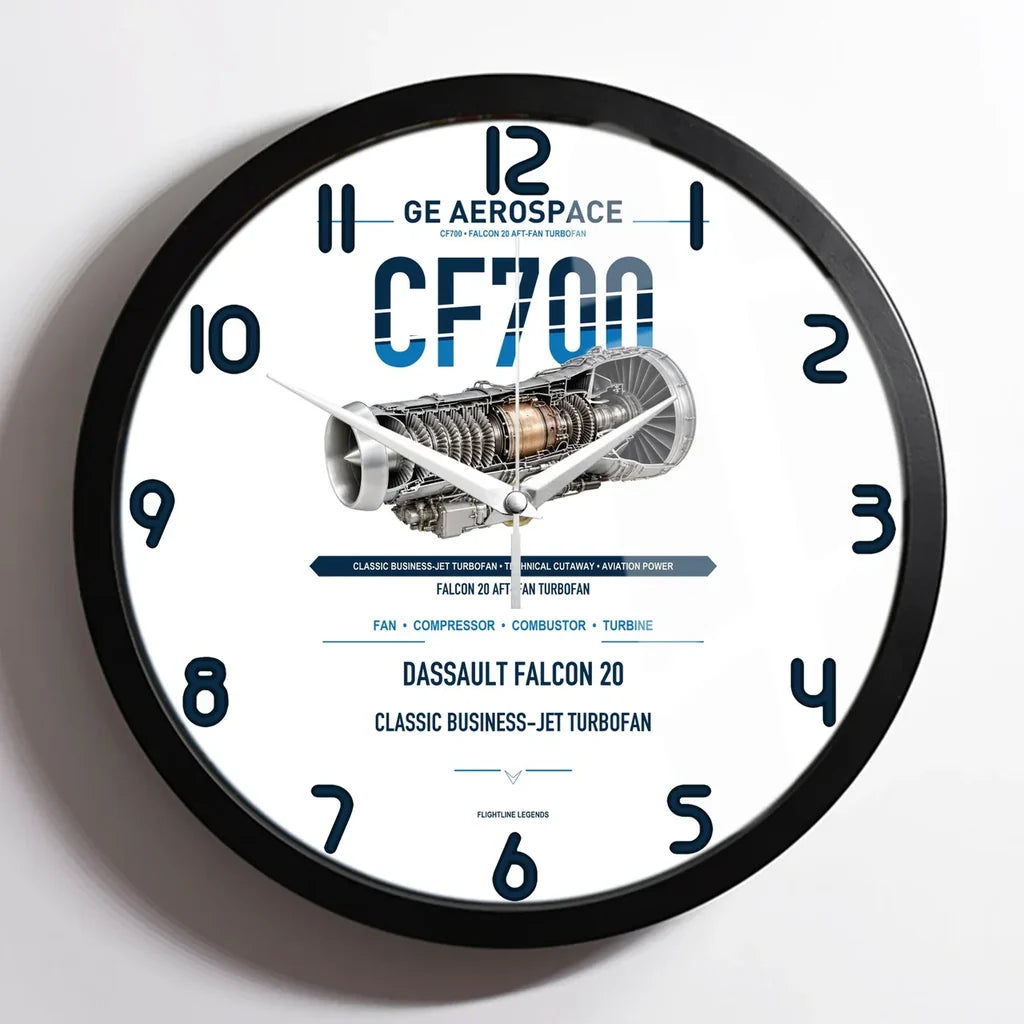 CF700 design on white framed wall clock