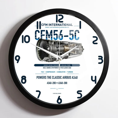 CFM56-5C design on white framed wall clock