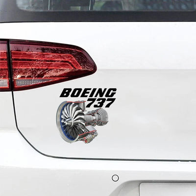 Boeing 737+Text & CFM LEAP-1 Engine Car aviation design car sticker in weather-resistant vinyl.