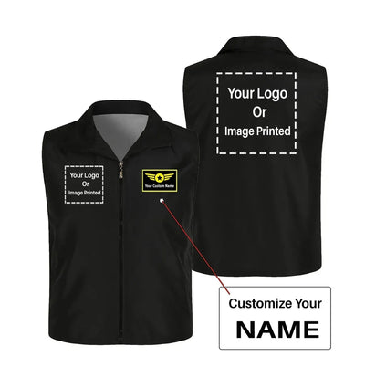 Custom Name with DOUBLE LOGO Thin Style aviation design printed on lightweight shell with sleeveless design thin vest.