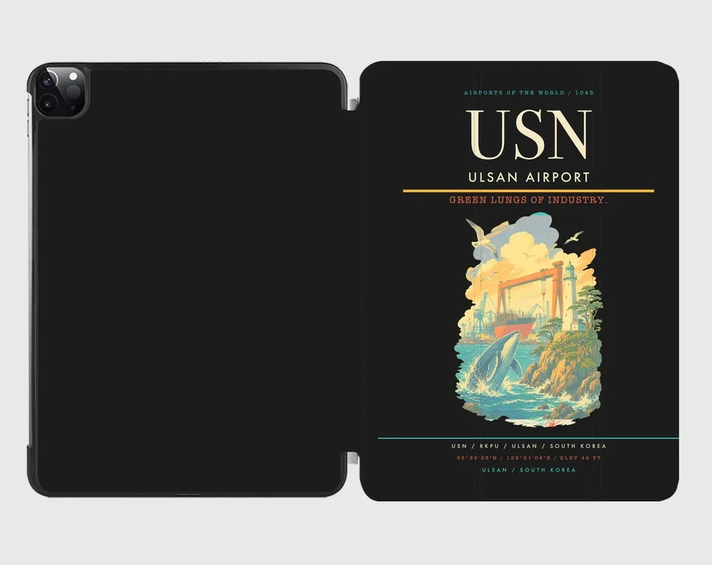 Ulsan Airport (USN) design on black ipad tablet case