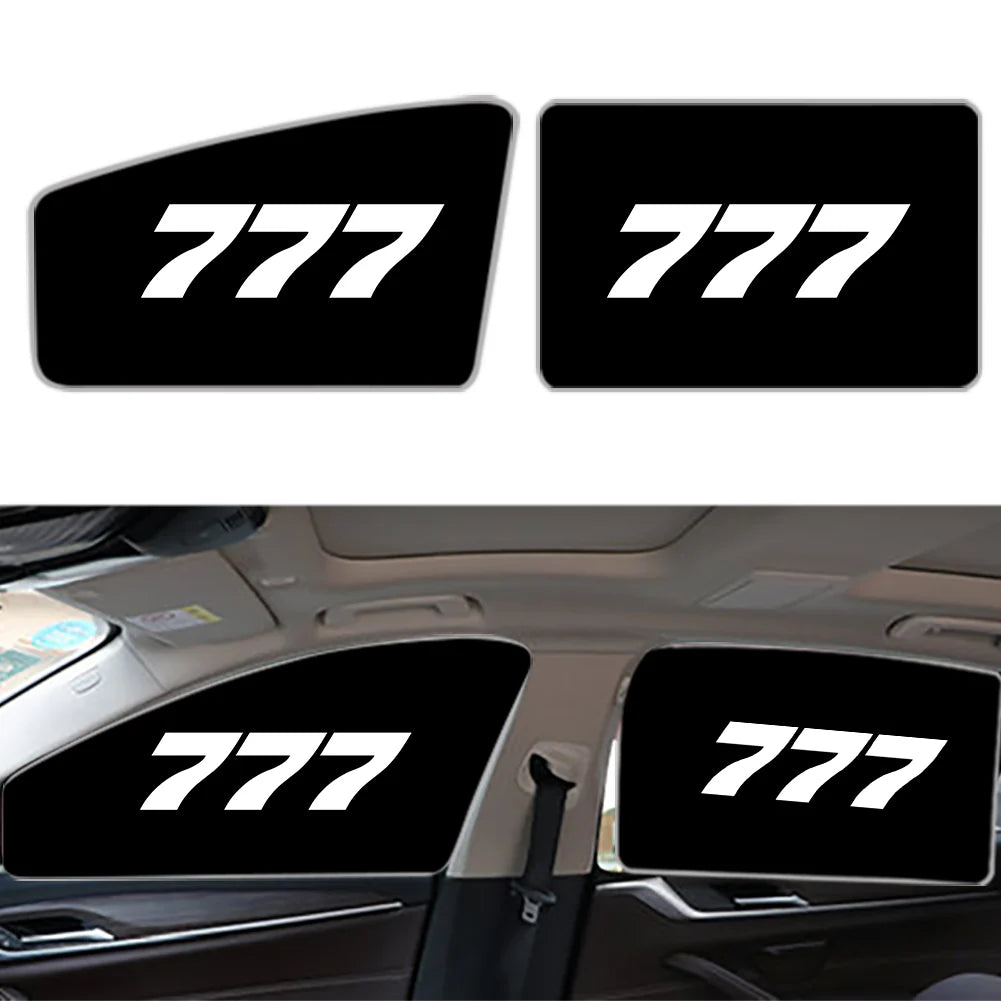 Boeing 777 Flat Text Car Sun Shade (Side window) aviation design on reflective polyester car side window sun shade.