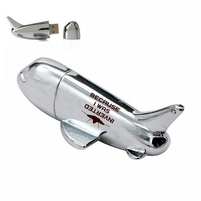 Because I was Inverted aviation design on durable metal casing airplane-shape USB drive.
