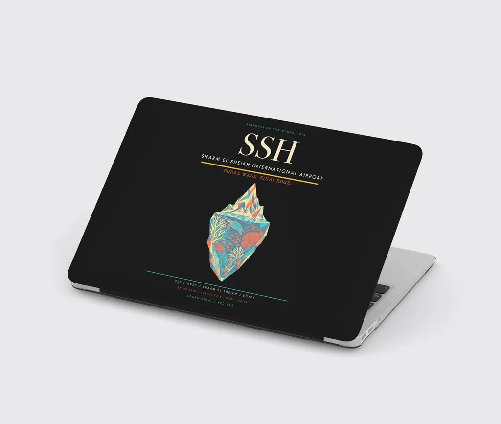 Sharm El Sheikh International Airport (SSH) design on black MacBook case