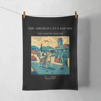 Thumbnail for VINTAGE G4456 - The Airfield Cat's Rounds - Designed Towels design on black