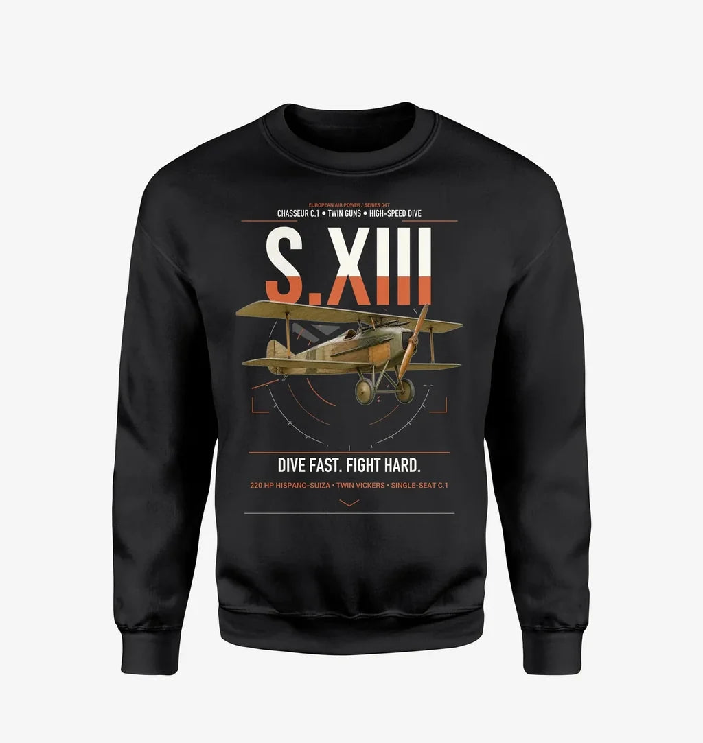 SPAD S.XIII C.1 design on black sweatshirt