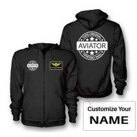 Thumbnail for %100 Original Aviator Zipped Hoodie - Black + Name (Customizable)