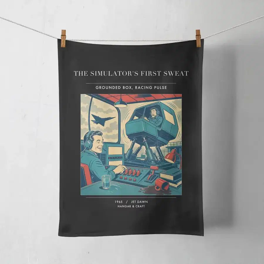 VINTAGE G4462 - The Simulator's First Sweat - Designed Towels design on black