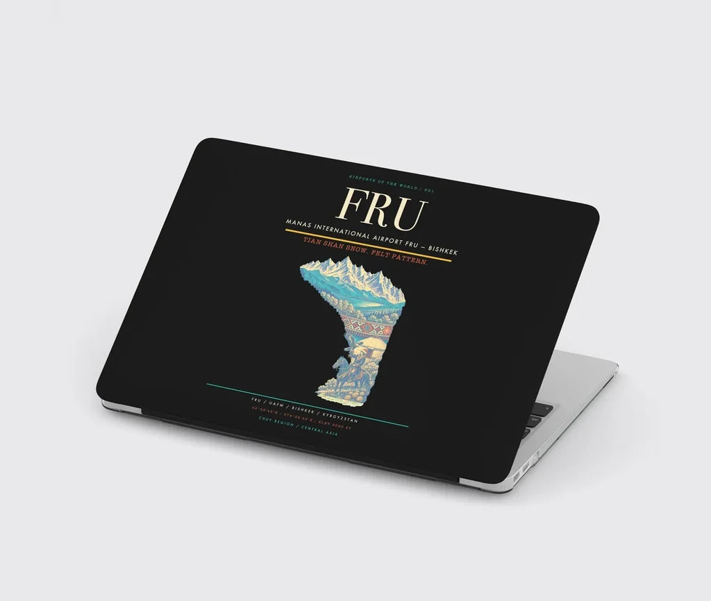 Manas International Airport (FRU) design on black MacBook case