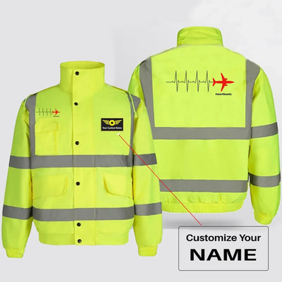 Aviation Heartbeats aviation design printed on insulated shell with high-visibility reflective panels reflective winter jacket.