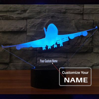 Landing Boeing 747 Silhouette 3D Lamps aviation themed 3D night lamp, premium acrylic with LED.