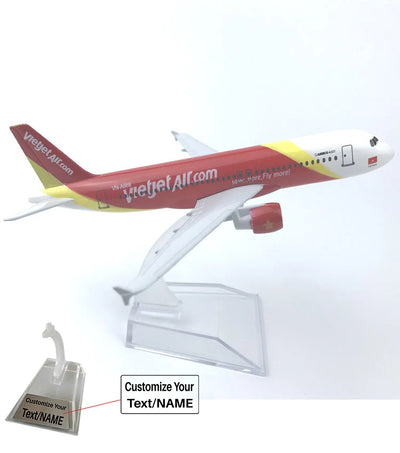 Side view of Vietnam Airbus A320 Airplane Model (16CM) aviation 16-18cm scale model aircraft in diecast metal.