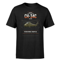 Thumbnail for Sikorsky CH-34C Choctaw design on black t-shirt, single-side print